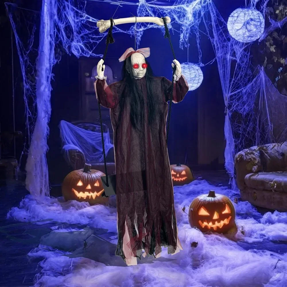 Hanging Swing Ghost with Voice Activated for Outdoor Indoor Yard Garden Décor